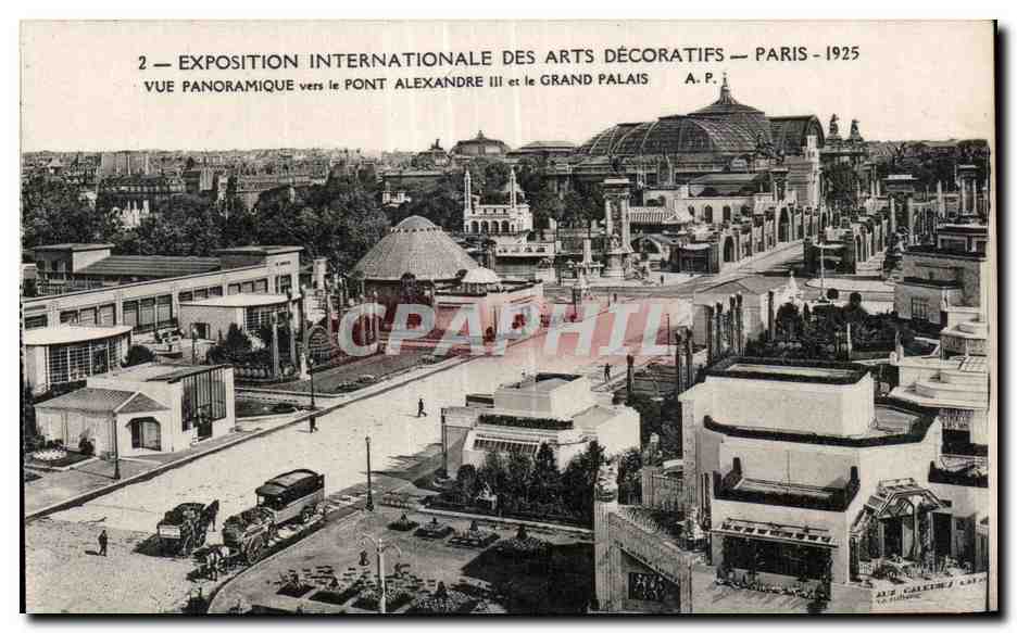 Internationale Ausstellung für Dekorative Künste — Paris — 1925 — Panoramablick zum Pont Alexandre III und zum Grand Palais