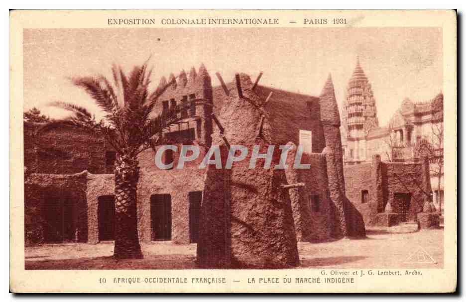 Africa Occidentale Francese — La Piazza del Mercato Indigeno — Esposizione Coloniale Internazionale — Parigi 1931 — G. Olivier e J. G. Lambert, Archs.