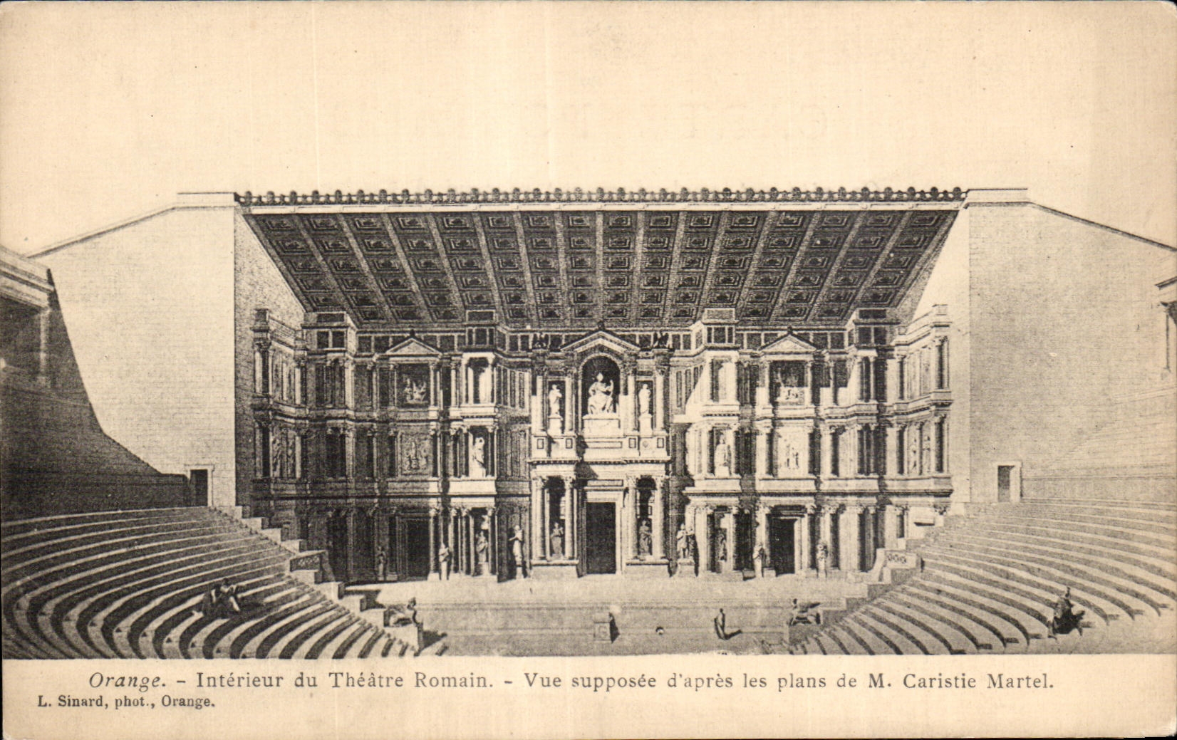 CPA Orange Interieur du theatre romain Vue supposee d apres les plans Caristie Martel