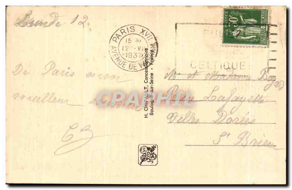 Internationale Expo van Parijs 1937 — Algemene uitzicht genomen vanaf het Trocadéro — Antieke ansichtkaart nr. 146 — Achterkant