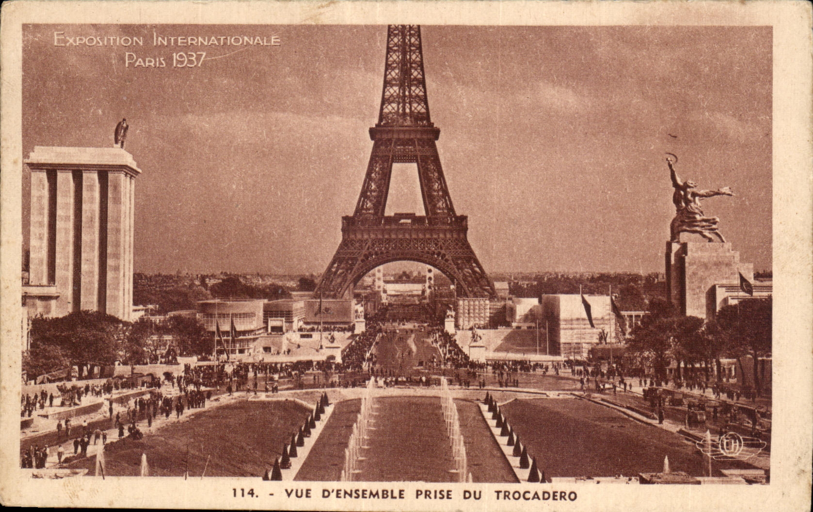 Exposición Internacional de París 1937 — Vista general tomada desde el Trocadéro — Editor H. CHIPAUD, n° 114