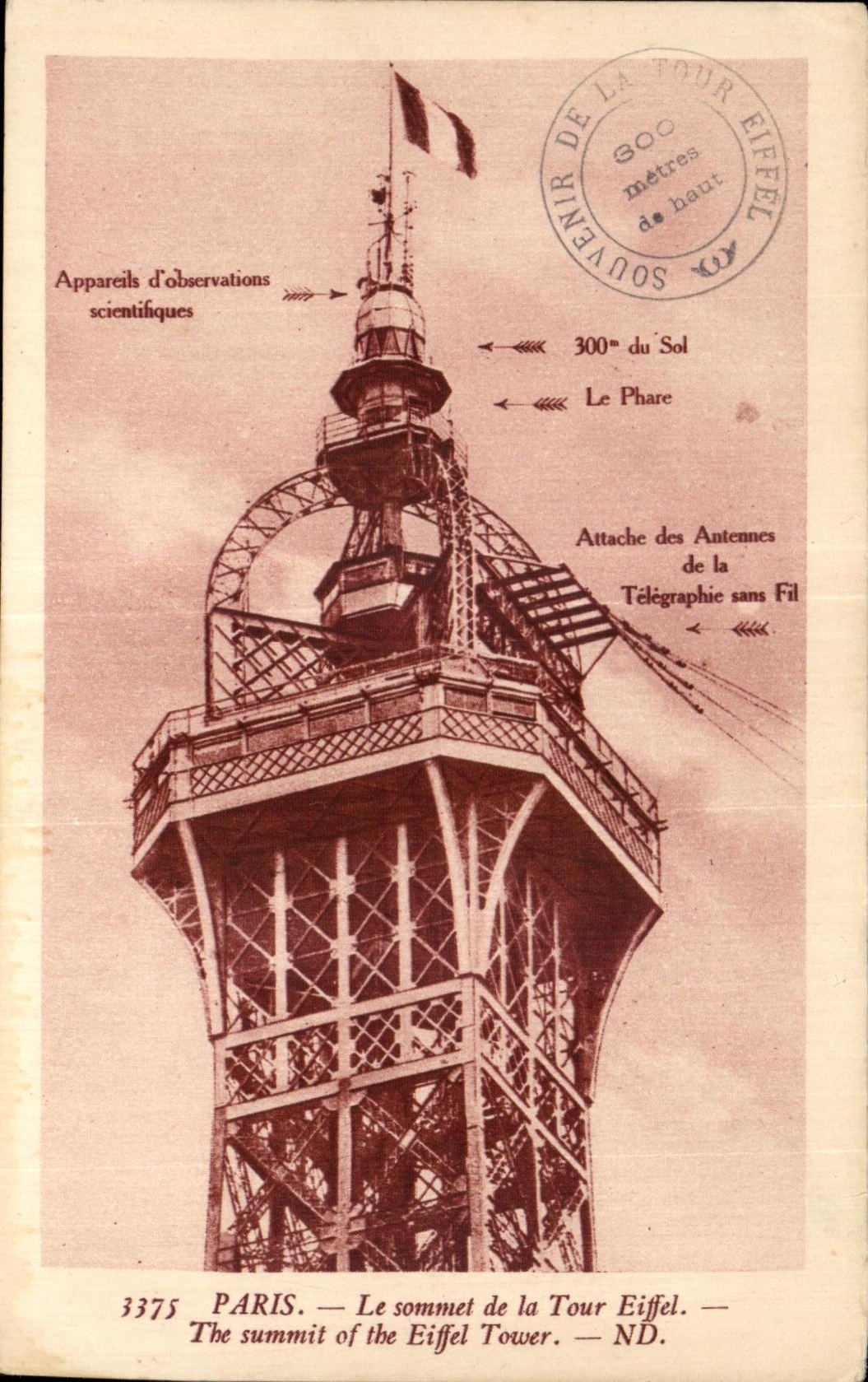 Paris — Le sommet de la Tour Eiffel — Souvenir de la Tour Eiffel