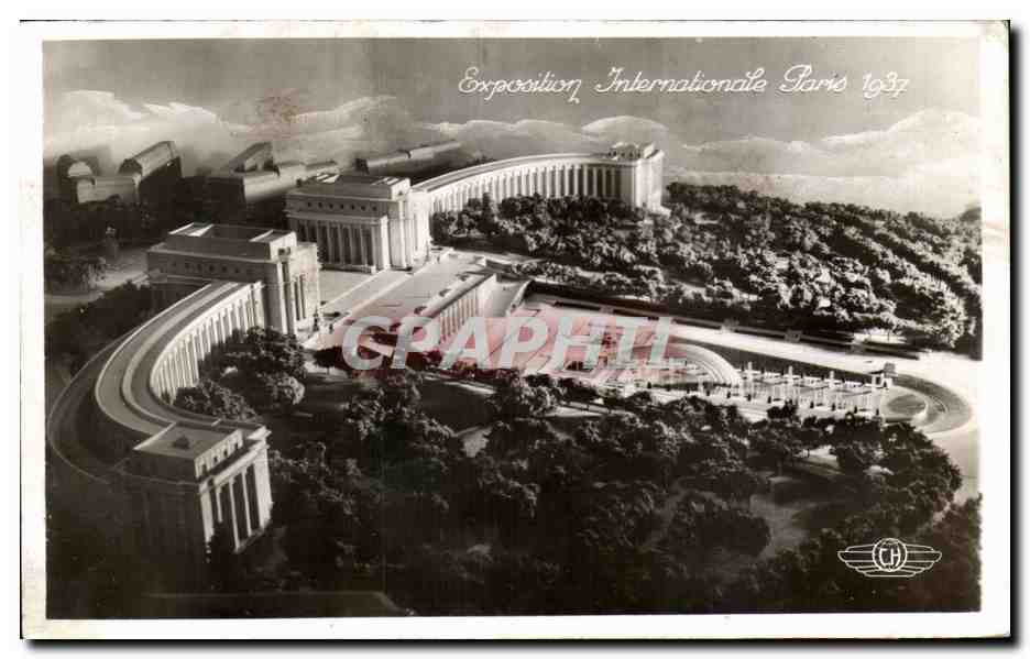 Exposition Internationale Paris 1937 — Vue aérienne du Palais de l'Électricité et du parc — éditeur CH