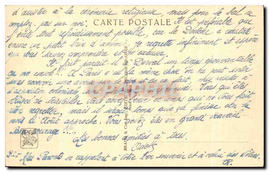 Reconstitution du village indigène — Les Tapis, l'Ivoirier, l'Orfévre — Exposition Coloniale Internationale — Paris 1931 — G. Olivier et J. G. Lambert, Archos — Verso