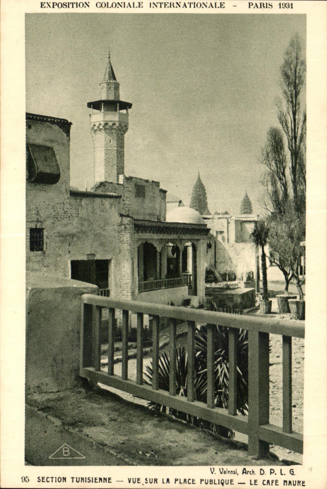 Tunesische sectie — Uitzicht op de openbare plein — Het Maurese café — Internationale Koloniale Tentoonstelling, Parijs 1931
