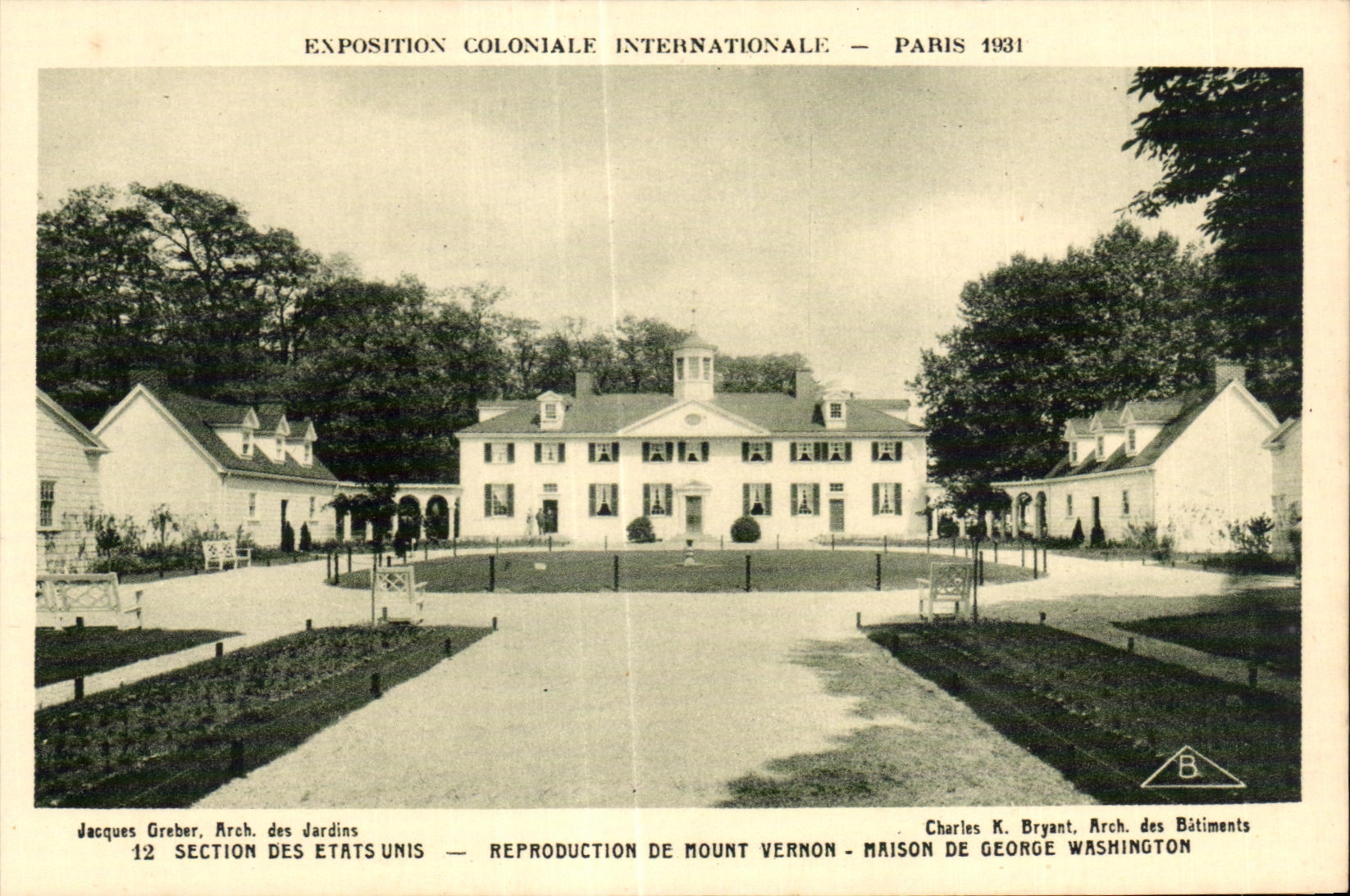 Reproductie van Mount Vernon - Huis van George Washington — Internationale Koloniale Tentoonstelling Parijs 1931
