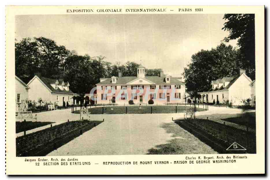 CPA Exposition Coloniale Internationale Paris 1931 Sectoin Des Etats Unis Reproduction De Mount Vernon Maison De George Washington