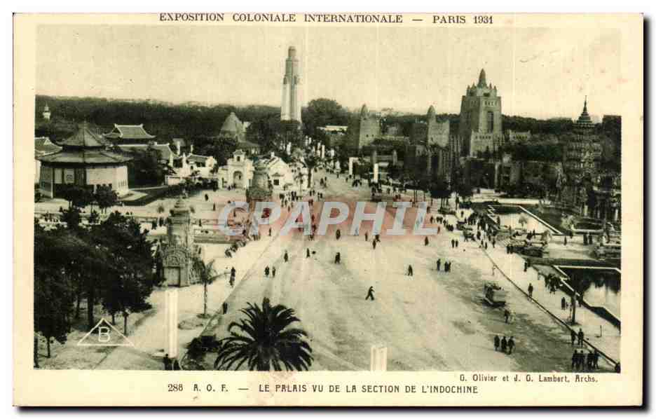 International Colonial Exhibition — Paris 1931 — View of the Indochina Section from the Palace — G. Olivier et J. G. Lambert, Archs.