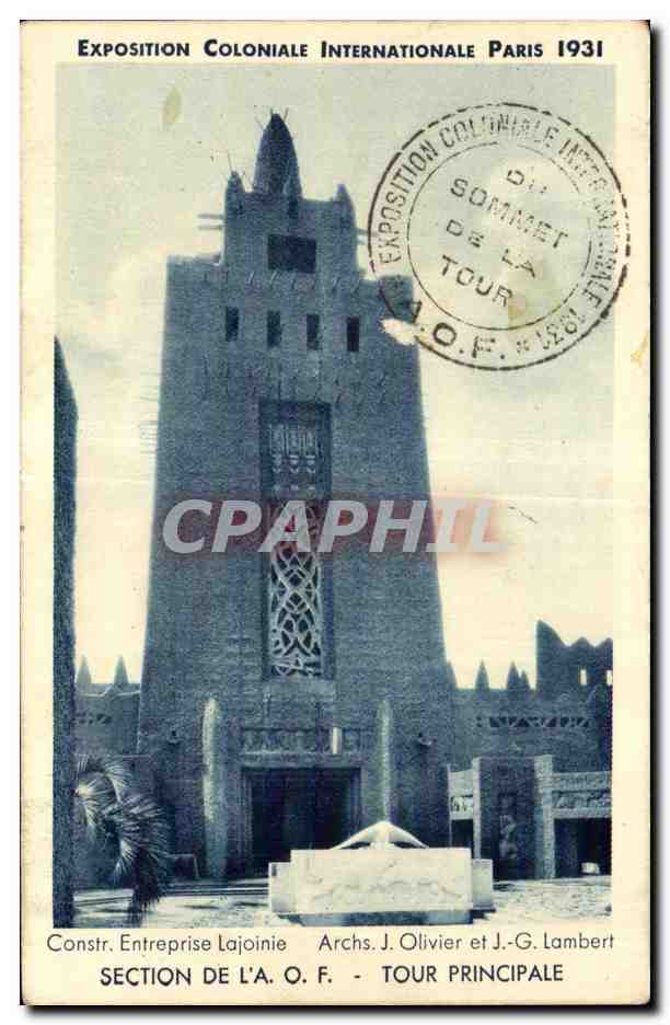 Torre principale — Esposizione Coloniale Internazionale Parigi 1931 — Arch. J. Olivier e J.-G. Lambert