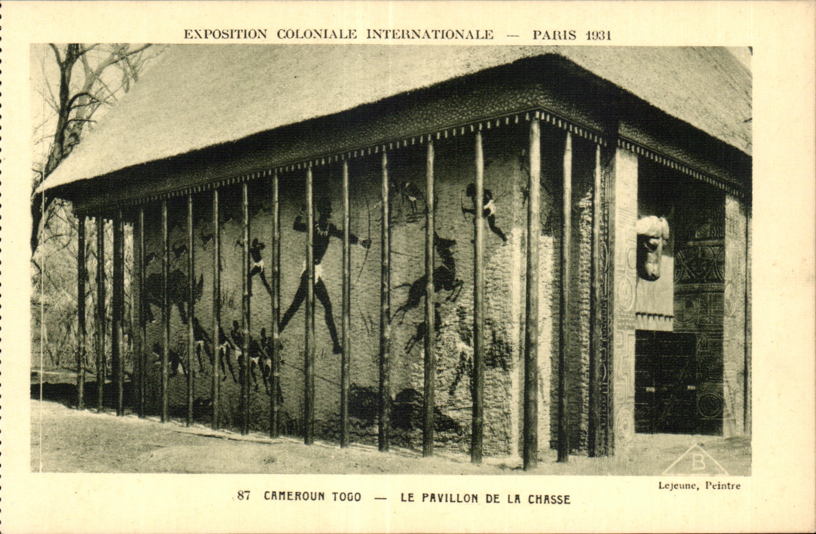 Exposición Colonial Internacional — París 1931 — Pabellón de la Caza, Camerún Togo — Lejeune, Pintor