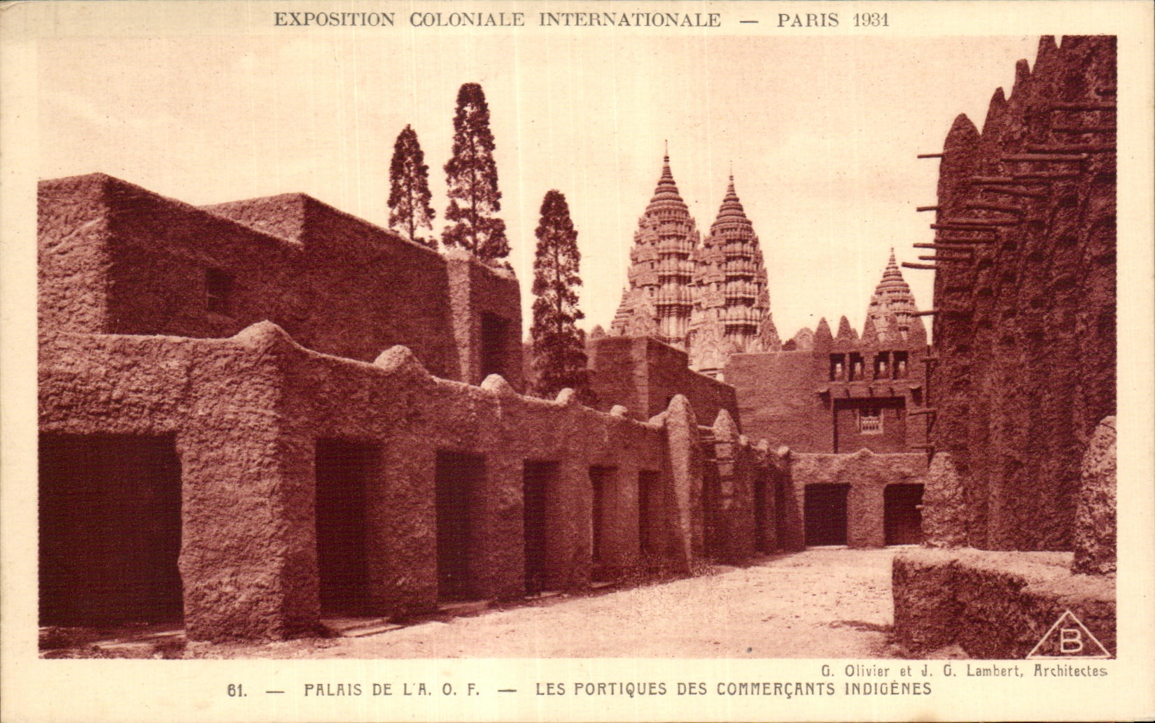 Exposition Coloniale Internationale — Paris 1934 — Palais de l'A.O.F. — Les Portiques des Commerçants Indigènes — G. Olivier et J. G. Lambert, Architectes