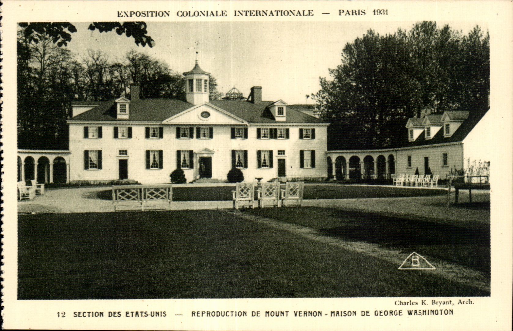Reproducción de Mount Vernon — Casa de George Washington — Exposición Colonial Internacional — París 1934
