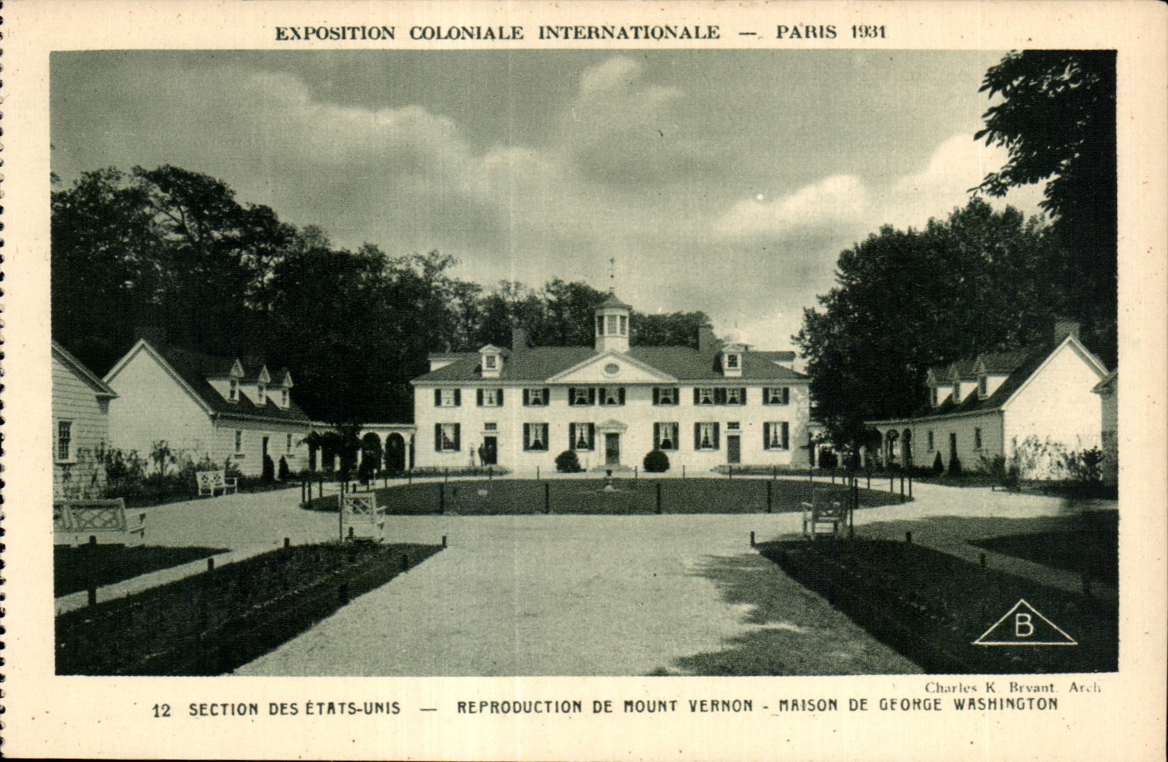 Exposition Coloniale Internationale — Paris 1931 — Section des États-Unis — Reproduction de Mount Vernon — Maison de George Washington