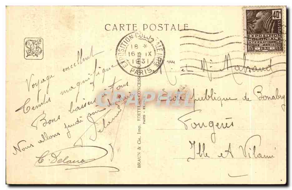 Exposition Internationale des Arts 1931 — Paris — Éditeur Braun & Cie