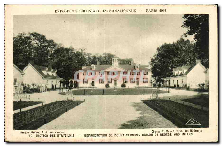 CPA - Exposition Coloniale Internationale - Paris 1931 SECTION DES ETATS UNIS MOUNT VERNON GEORGE WASHINGTON