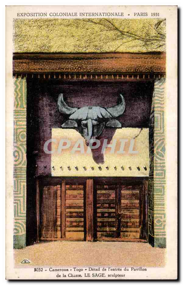 Cameroun - Togo - Détail de l'entrée du Pavillon de la Chasse, LE SAGE, sculpteur — Exposition Coloniale Internationale, Paris 1931