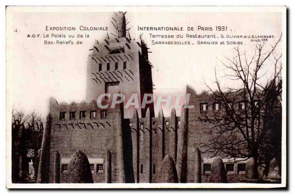 Internationale Kolonialausstellung Paris 1931 — Palast von der Terrasse des Restaurants gesehen — Garnier und Scribe