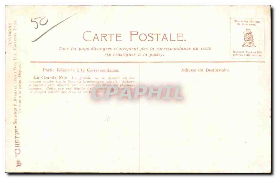 CPA Mont st michel La rue principale — Rückseite