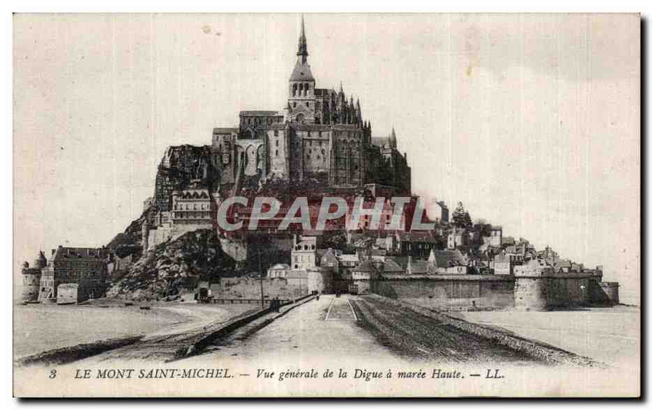 Le Mont Saint-Michel — Vue générale de la Digue à marée haute — LL