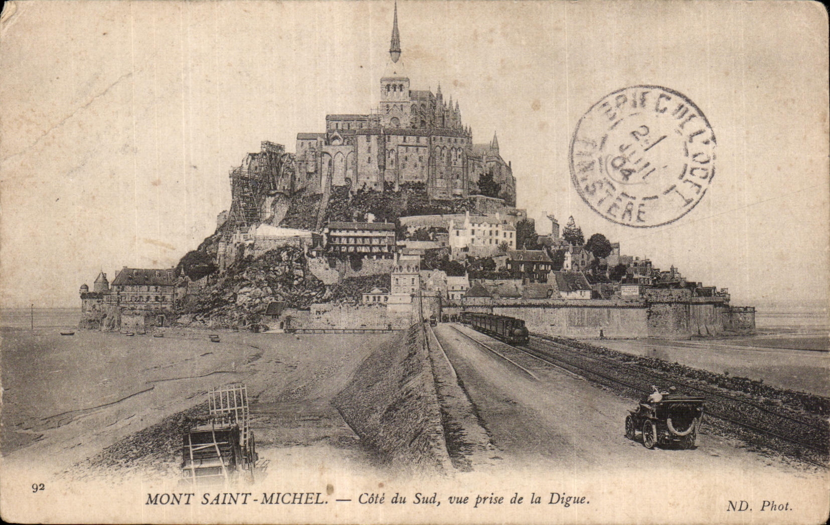 CPA Mont saint michel cote du sud vue prise de la digue Train