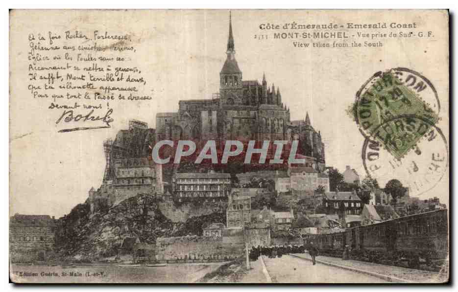 Mont-Saint-Michel — Vue prise du Sud — Édition Guérin, St-Malo (L.-et-Y.)