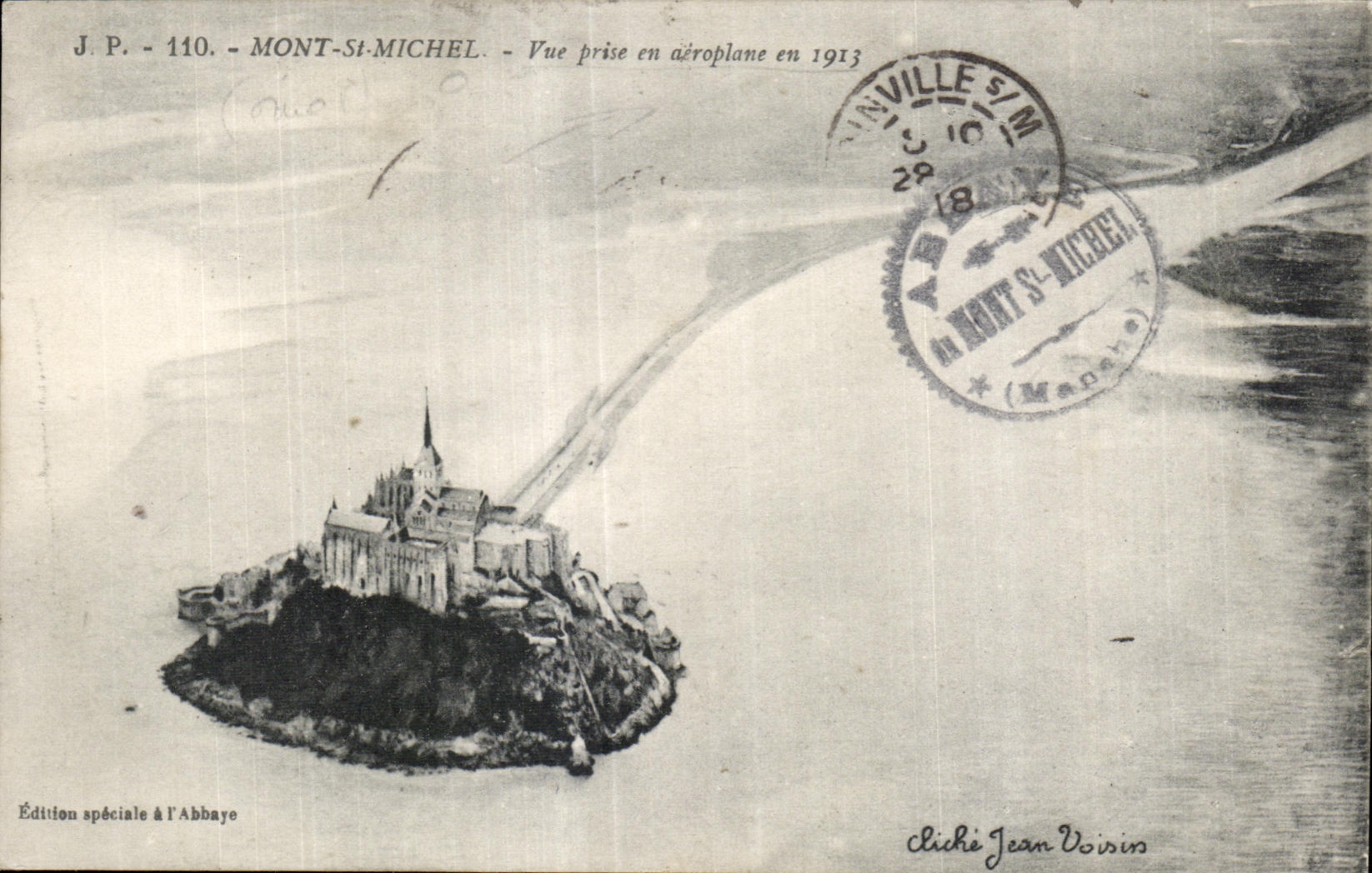 CPA Mont st michel Vue prise en aeroplane en 1913