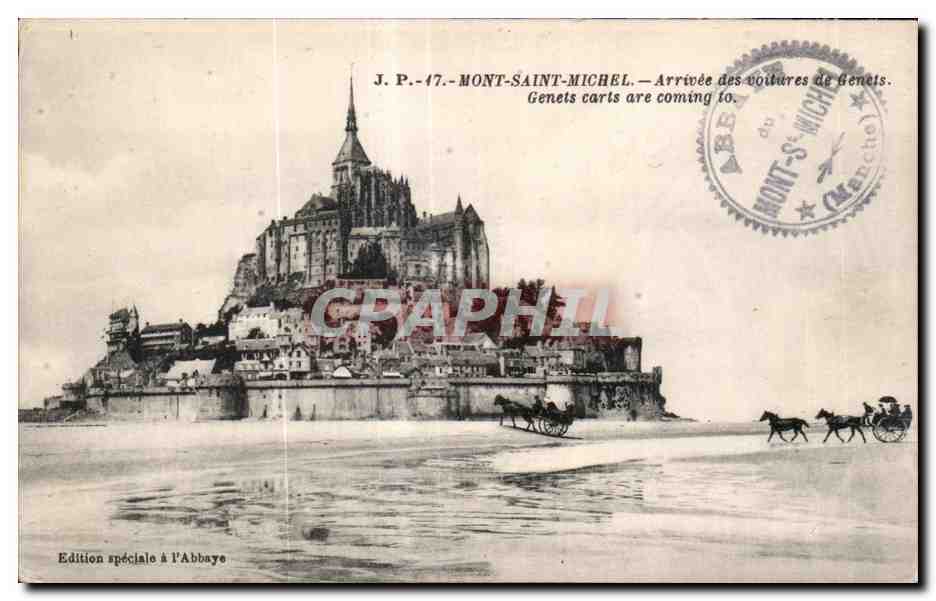 CPA Mont saint michel Arrivee des voitures de genets
