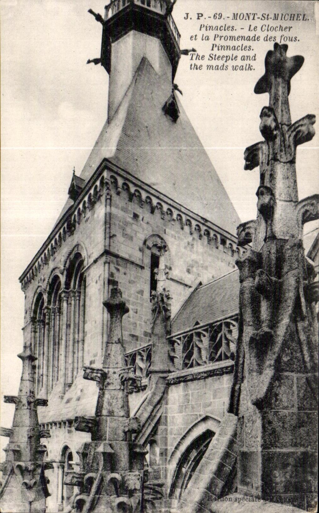 Mont-Saint-Michel — Le Clocher et la Promenade des Fous — J.P. 69, édition Bordet spéciale