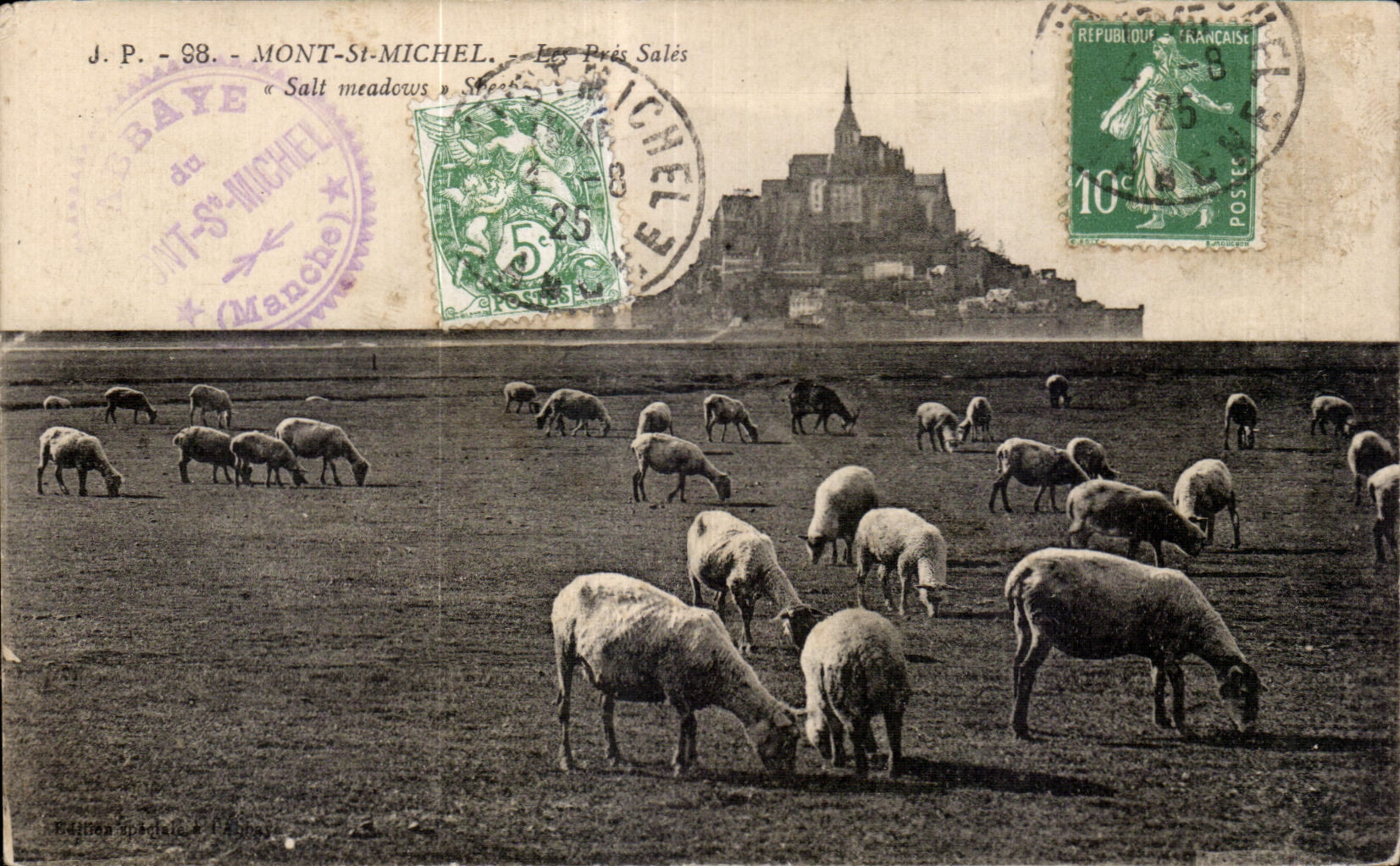 CPA Mont st michel lo pres sales Moutons Sheep