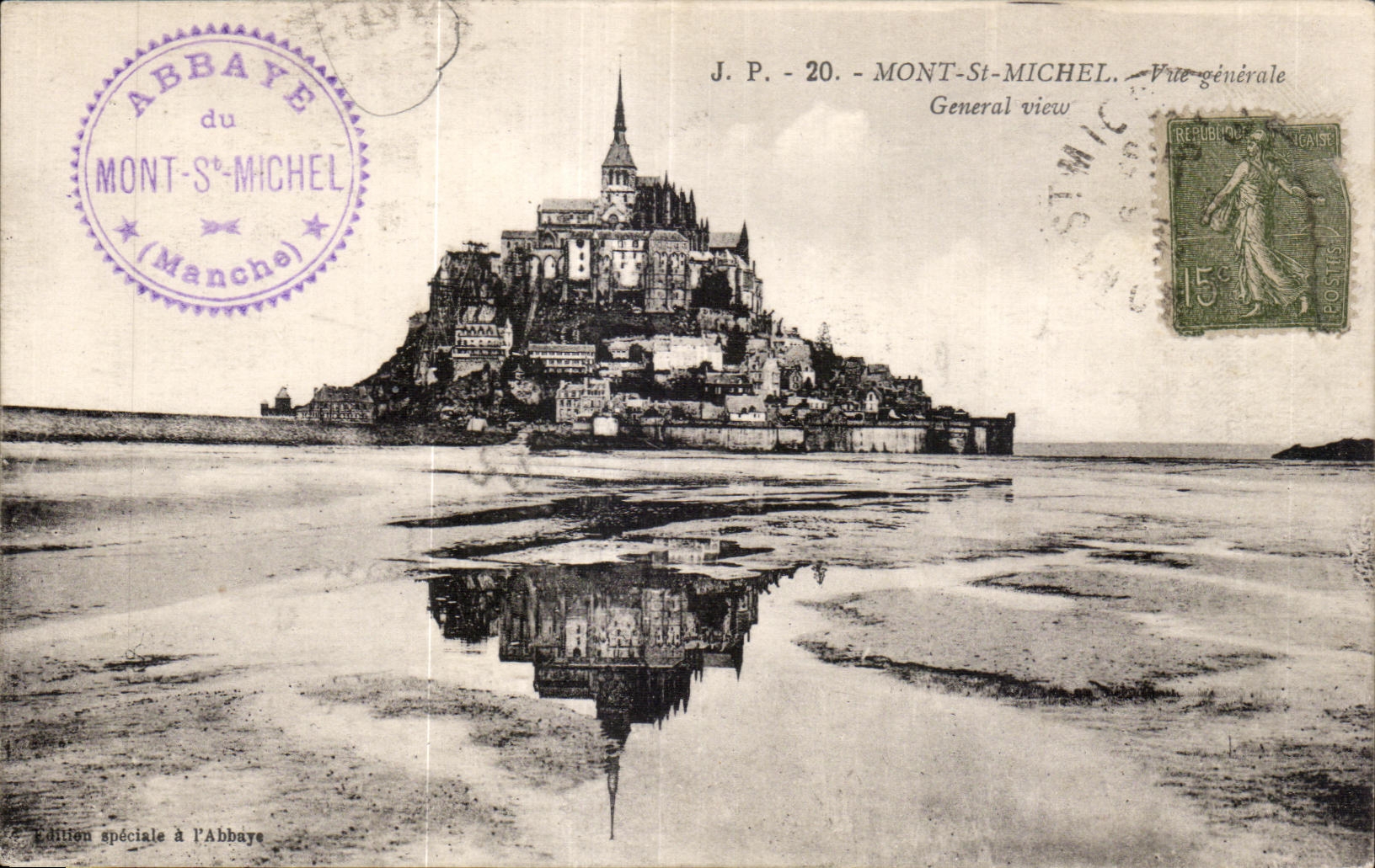 Mont-Saint-Michel — Vue générale — J.P. - 20. - Édition spéciale à l'Abbaye