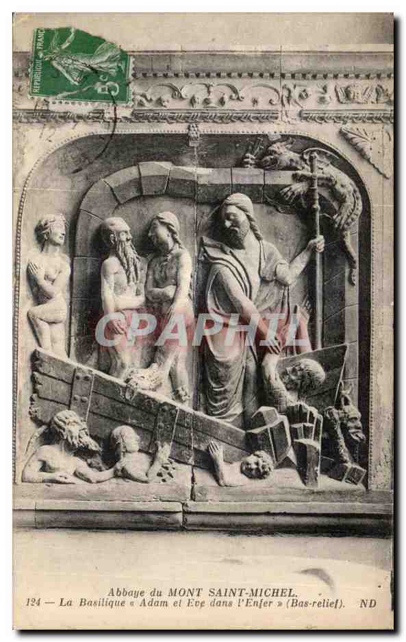 CPA Abbaye du mont saint michel La basilique adam el eve dans l enler