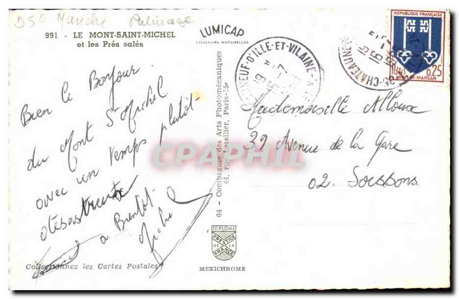 CPA Le mont saint michel et les pres sales Moutons Sheep — Verso