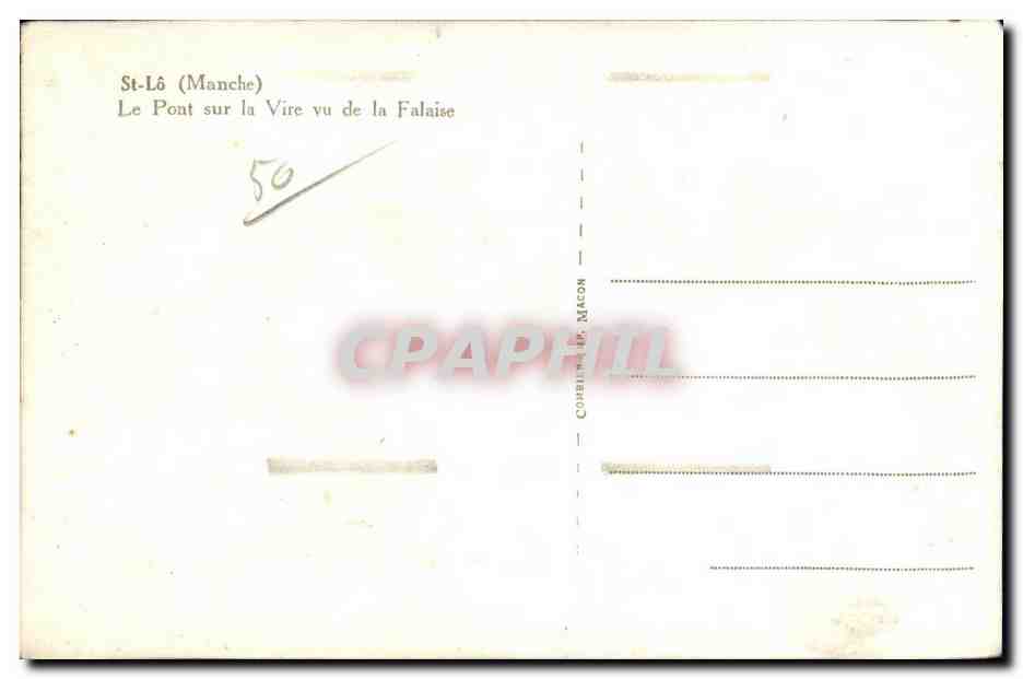CPA Lo Manche Le Pont sur la Vire de la Falaise — Rückseite