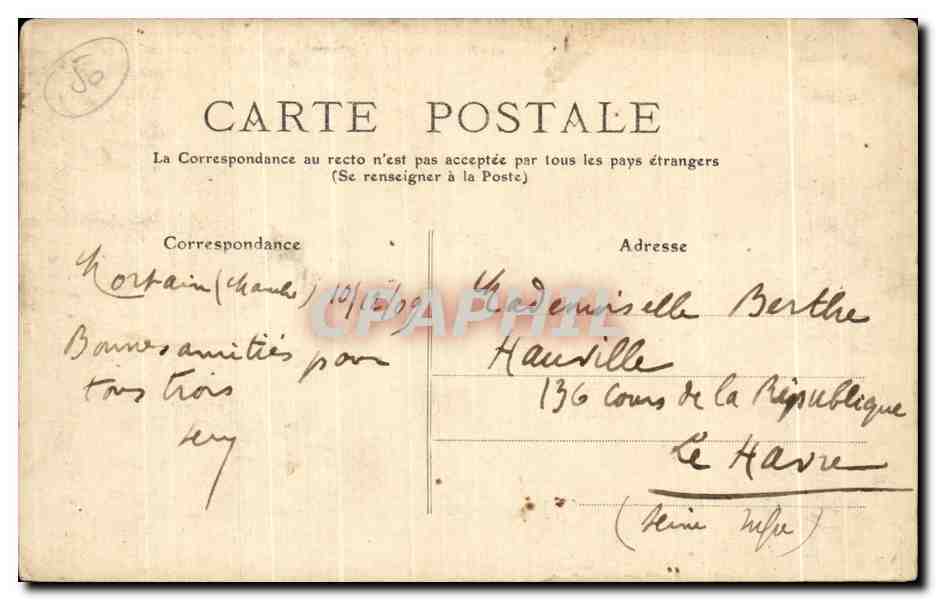 CPA Mortain Manche Vue generale prise des Roches des Fresnais — Rückseite