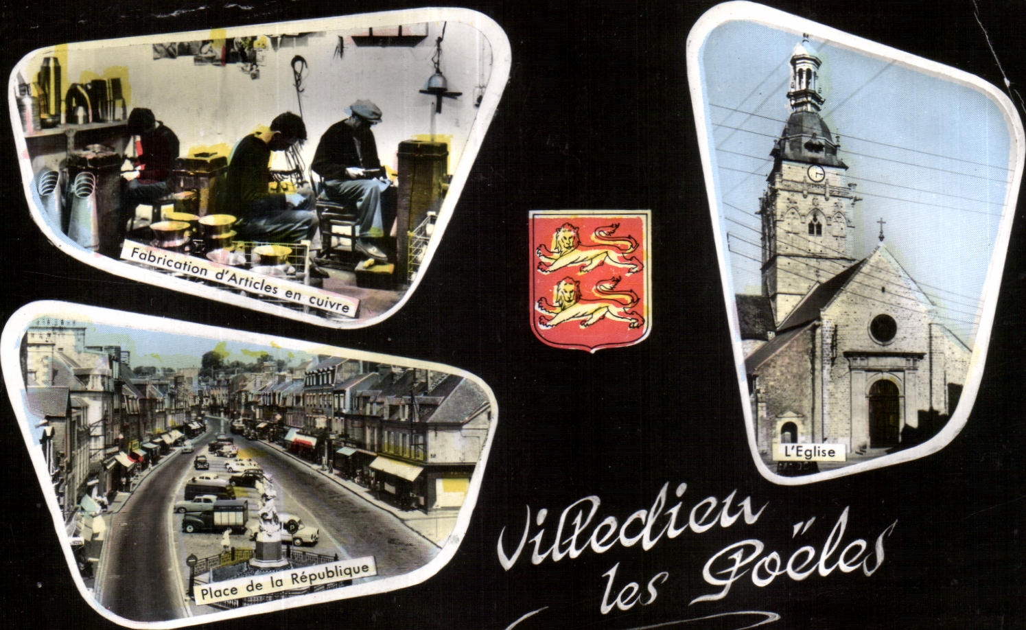 Villedieu-les-Poêles — Fabrication d'Articles en cuivre, L'Église, Place de la République — C. Letellier, Paris