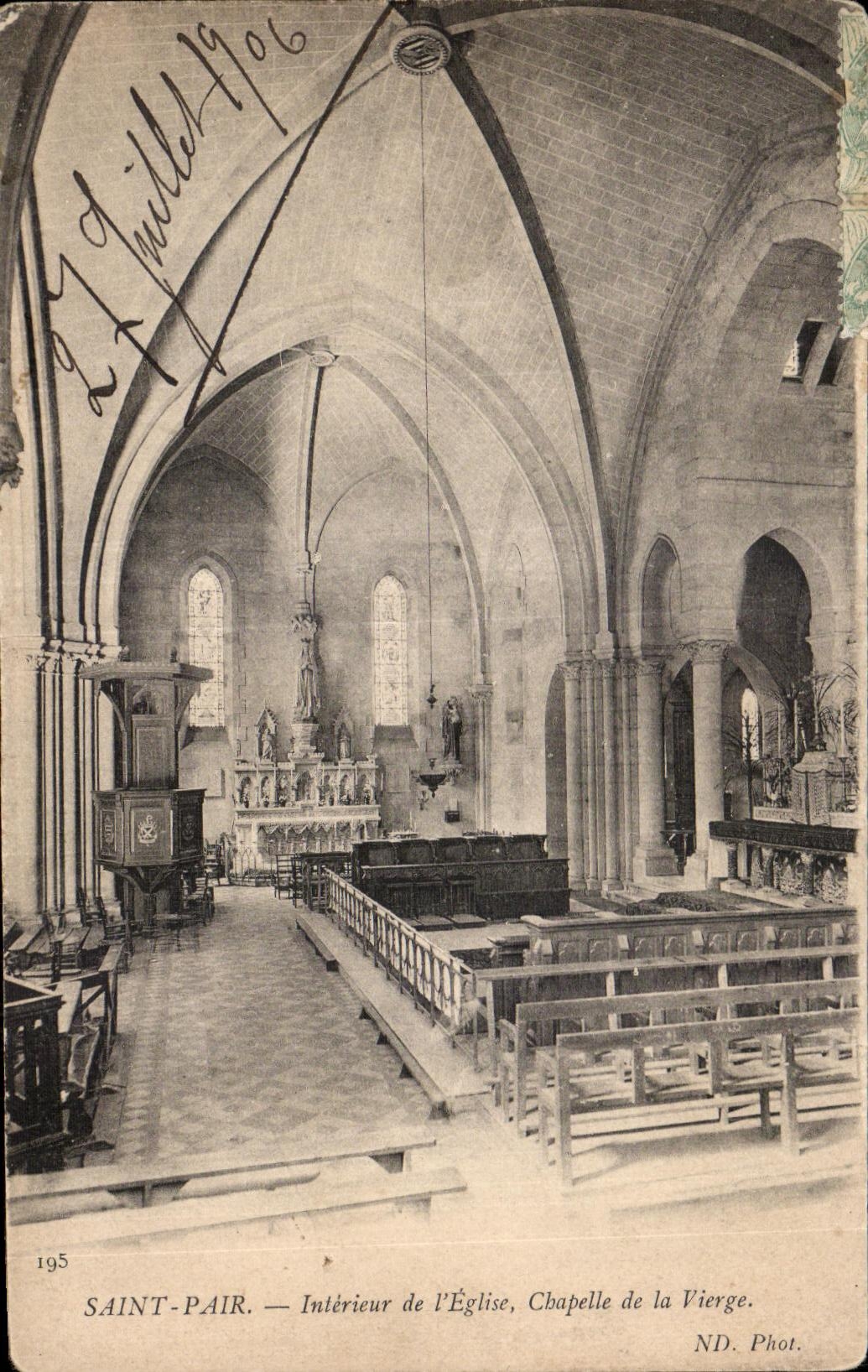 Saint-Pair — Intérieur de l'Église, Chapelle de la Vierge — ND. Phot. — n°195