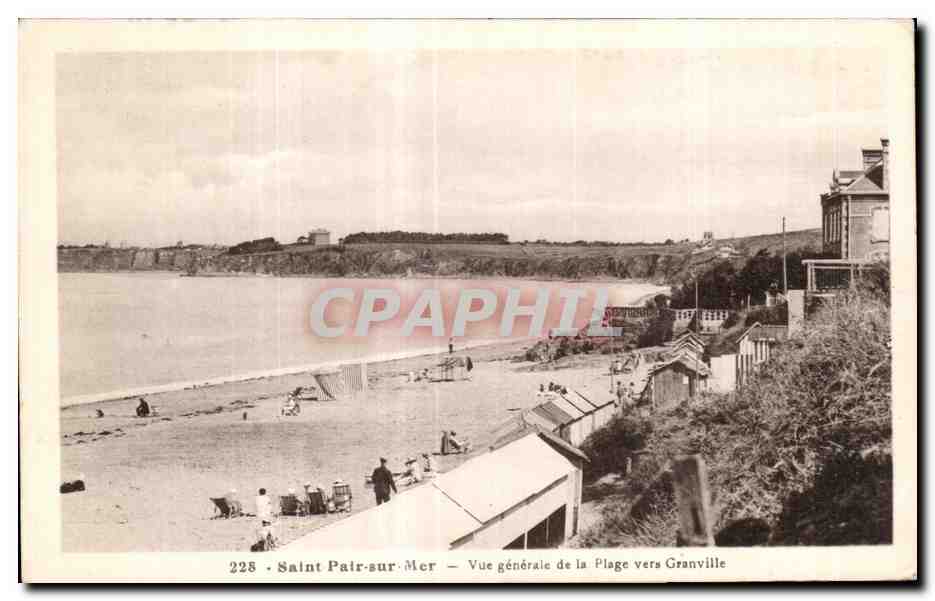 CPA Saint pair sur mer Vue generale de la plage vers granville