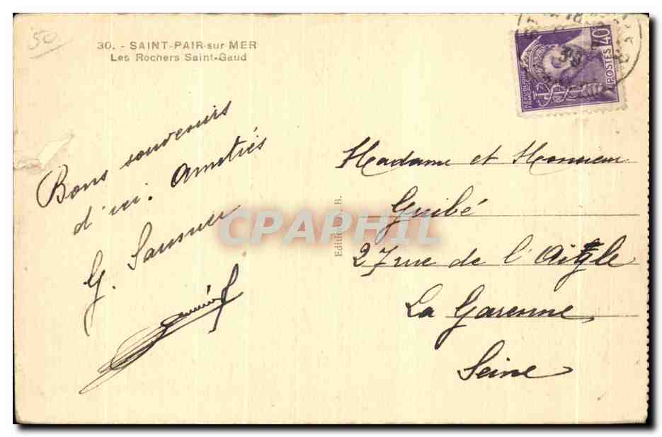 CPA Saint pair sur mer les rochers saint gaud — Verso