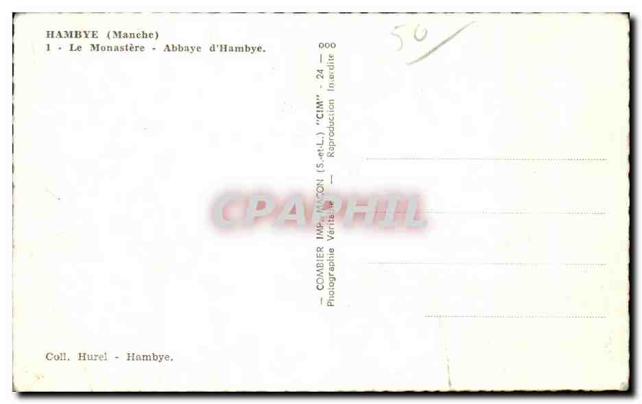 Vintage Postcard Hambye The Monastery Abbey of Hambye — Back