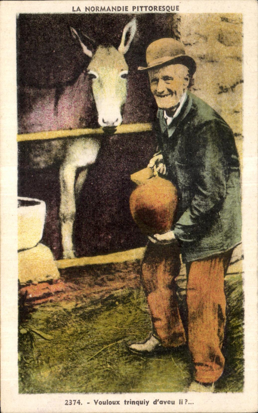 CPA Vouloux trinquiy d aveu Normandie Folklore Costume Ane Donkey 