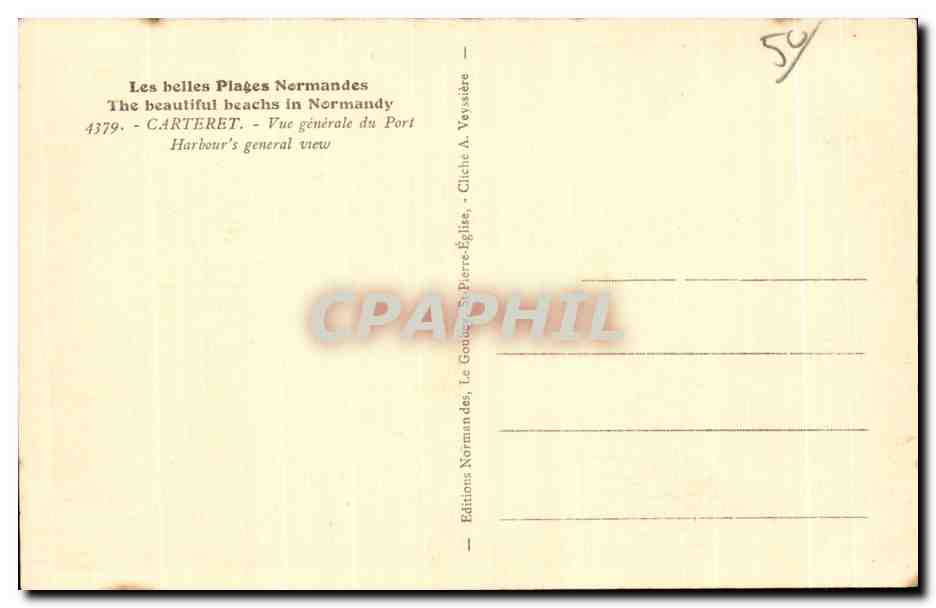 Carteret — Vue générale du Port — Éditions Normandes, Le Gouy, série 4379 — Reverso