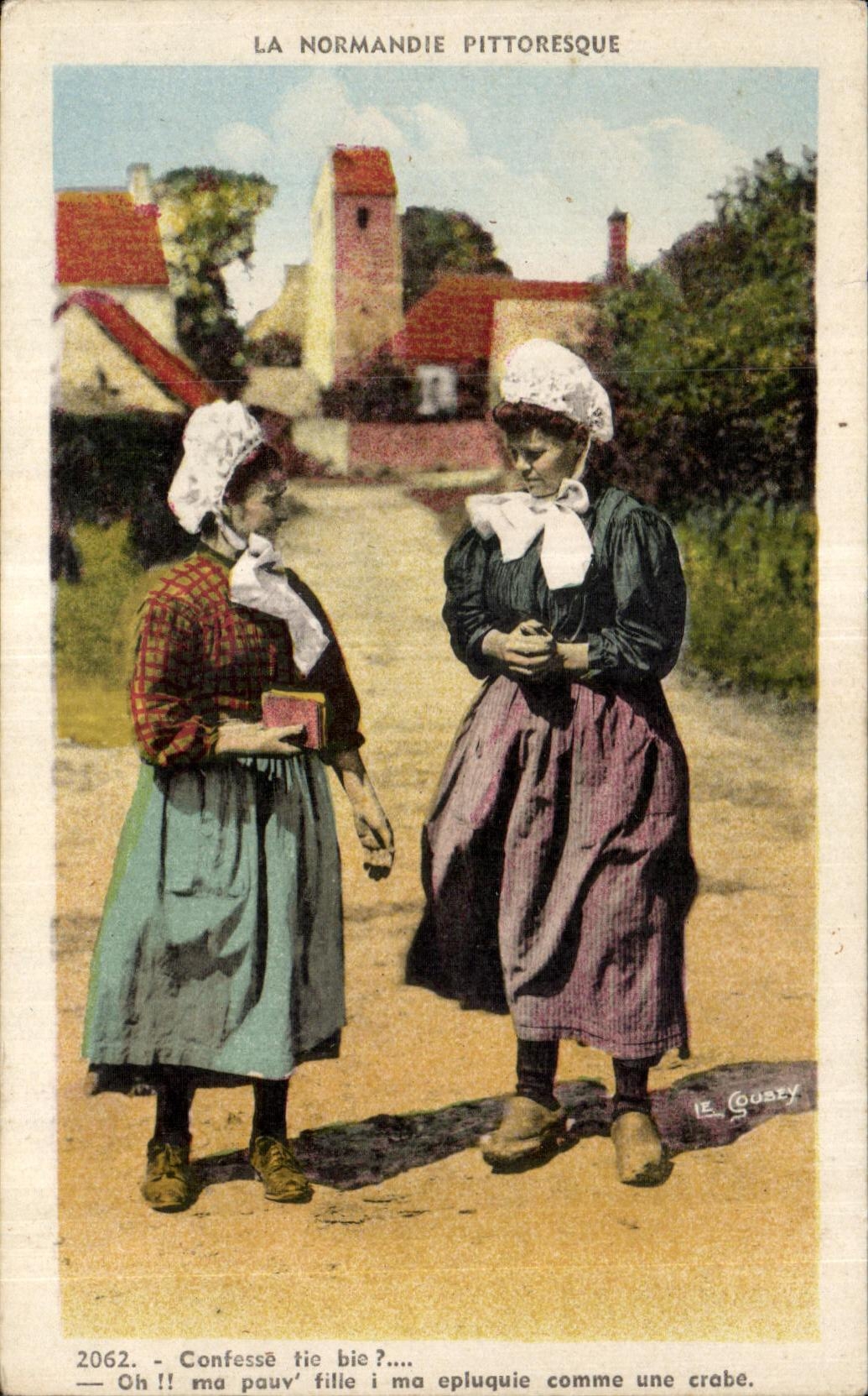 Zwei normannische Frauen im Gespräch — Pittoreske Normandie — Verlag Le Gouazy, Nr. 2062