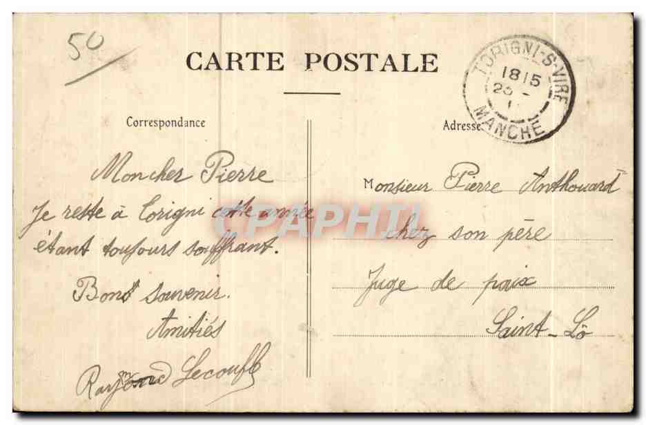 Origni-sur-Vire (Manche) — Le Grand Etang (II) — A. Rapilly, phot, Torigni-s-Vire — Rückseite