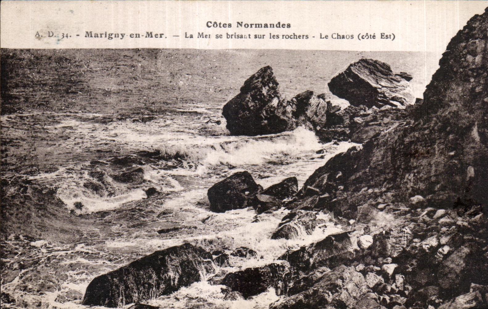 CPA Marigny en Mer la mes se brisant sur les rochers
