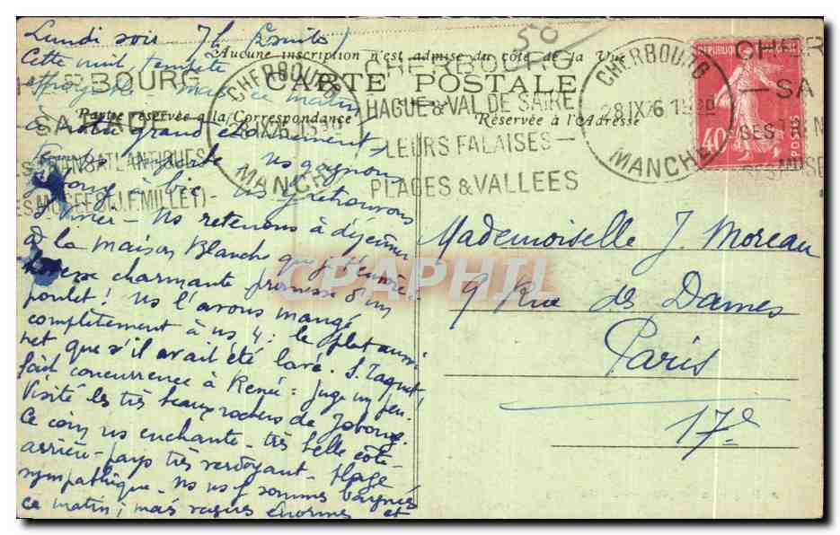 Jobourg — L'Anse d'Ecalgrin et le Nez de Jobourg — A. Becquemin-Reoupsard, éditeur Cherbourg — Verso