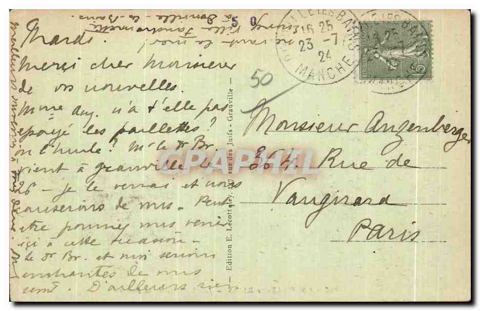 Donville-les-Bains — Les Rochers de la Plage — Édition E. Lécorigey, n°426 — Reverso