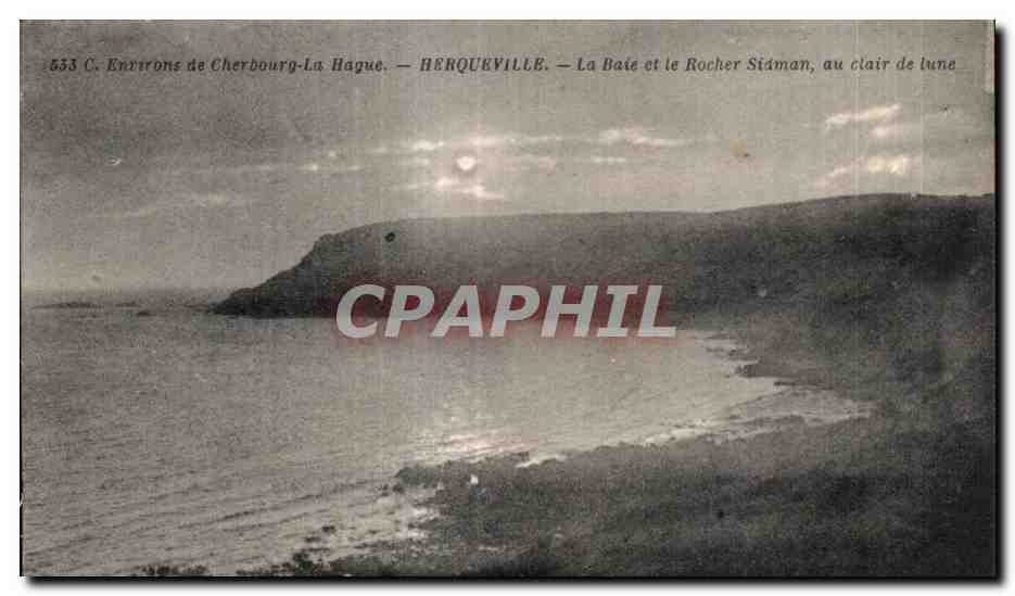 Herqueville — La Baie et le Rocher Sidaman, au clair de lune — Éditeur non identifié, n° 533 C