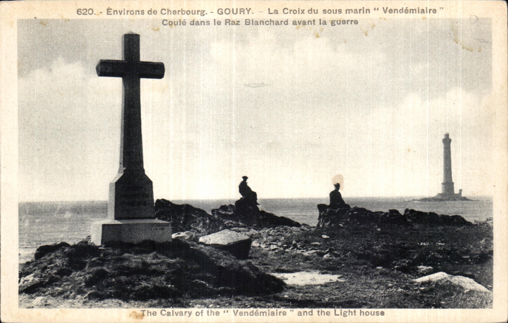 Environ de Cherbourg - Goury - La Croix du sous marin "Vendémiaire" Coulé dans le Raz Blanchard avant la guerre