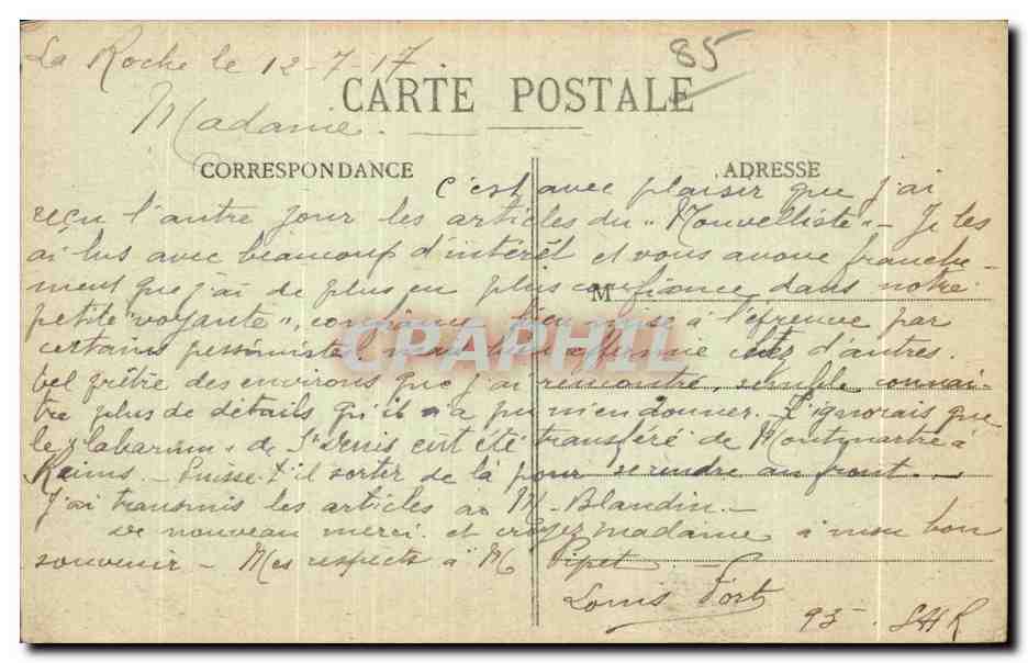 CPA Fontenay Le Comte Vue generale des Bors de la Vendee — Rückseite