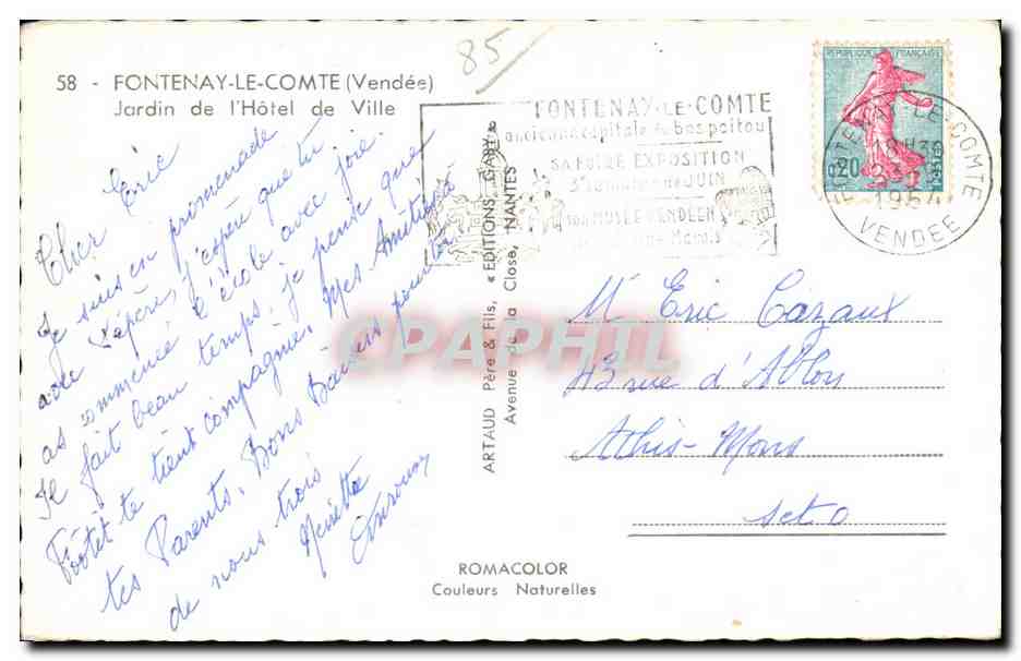 Fontenay-le-Comte — City Hall Garden — Artaud & Fils Editions — Back